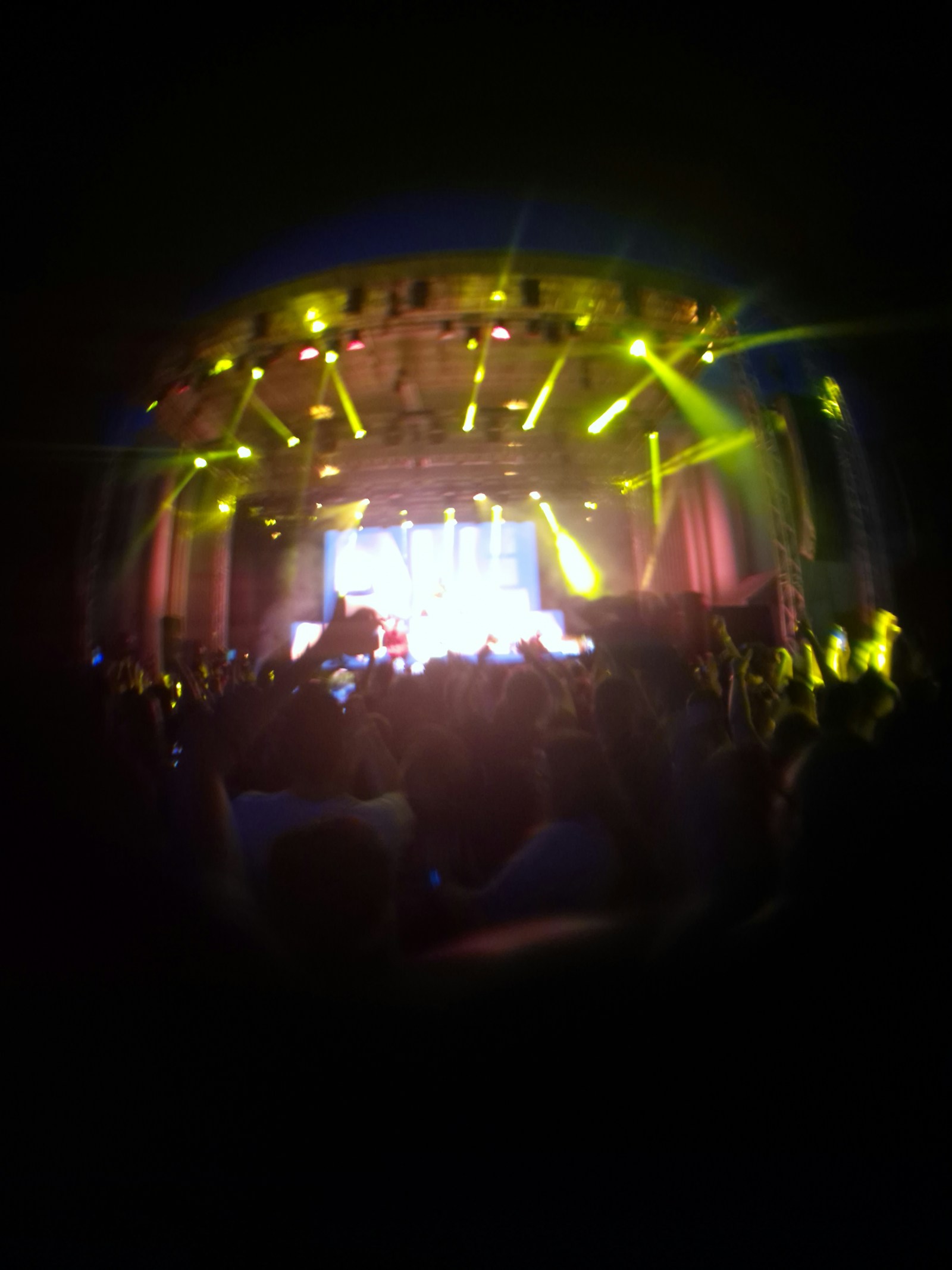 조명이 비추는 콘서트 관객