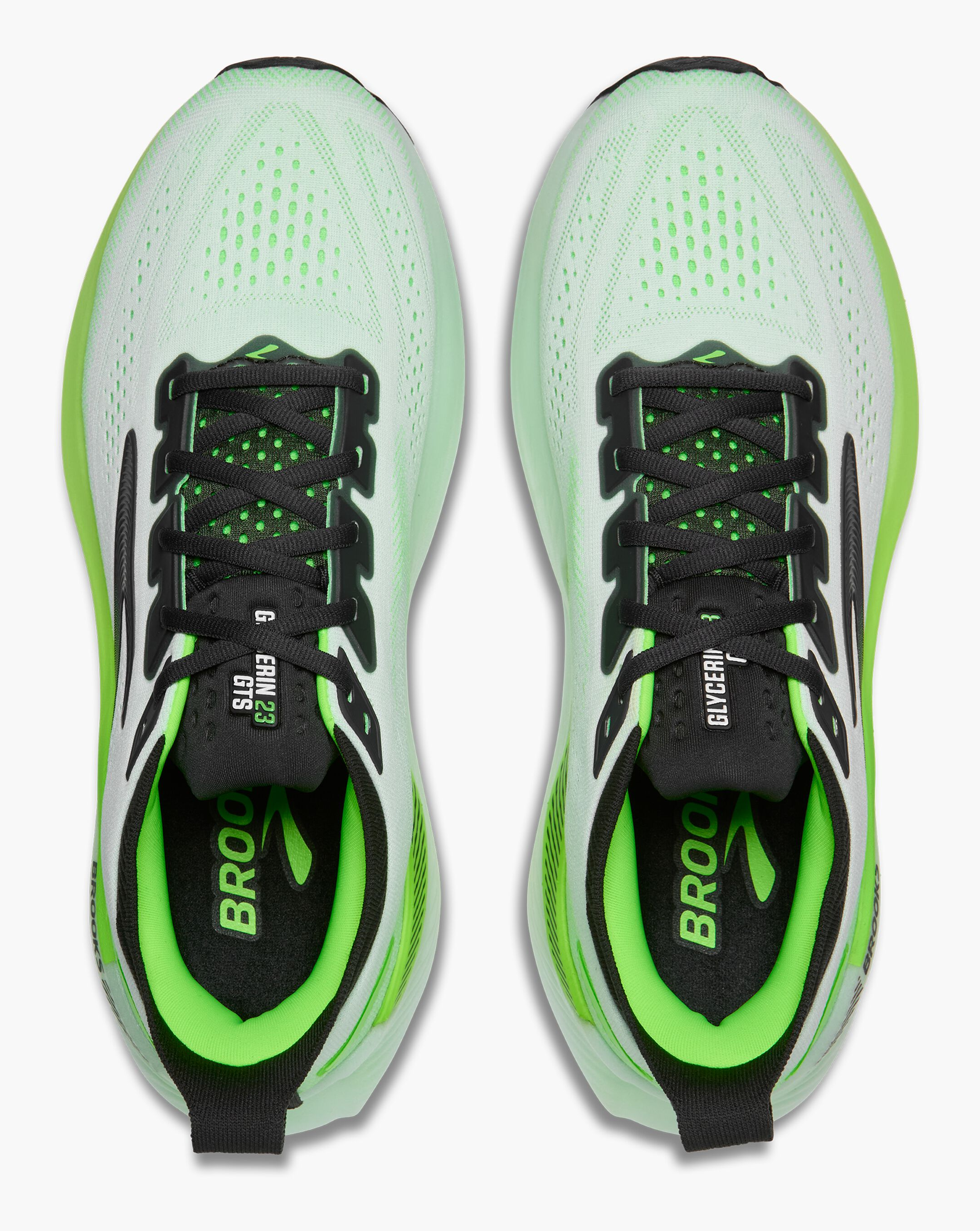 브룩스 글리세린 GTS 23 상단 뷰와 어퍼 구조